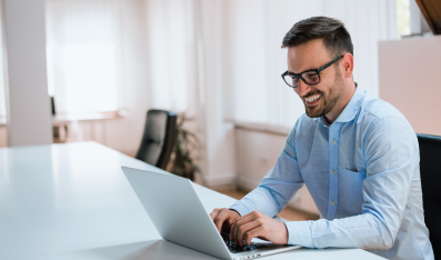 Man at desk on computer