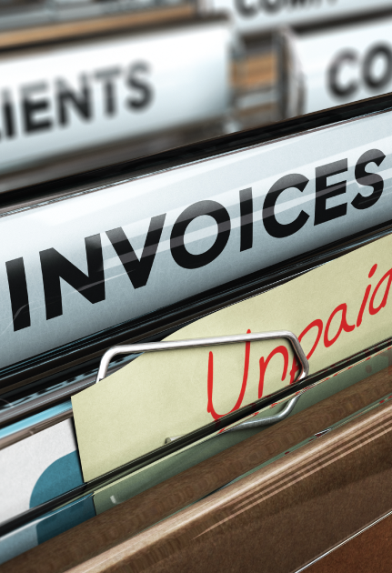 Unpaid invoices in filing cabinet that can be factored
